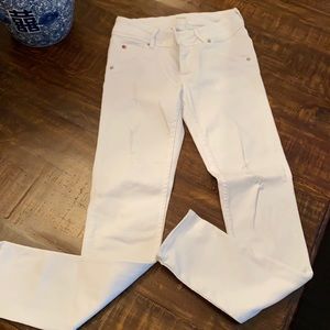 Hudson distressed white jeans